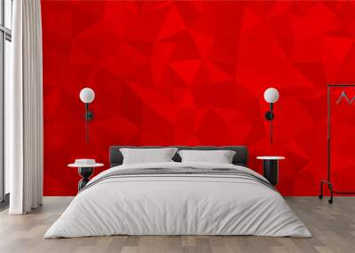 Red polygonal illustration background. Low poly style. Wall mural