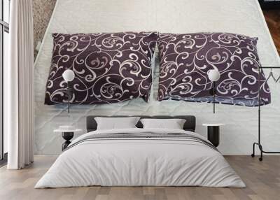 Two pillows on bed in bedroom Wall mural