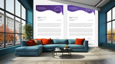 Business style letterhead template design with blue and orange color Wall mural