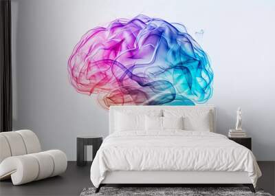 .A visually compelling photograph of an Abstract Human Brain against a pristine white background Wall mural