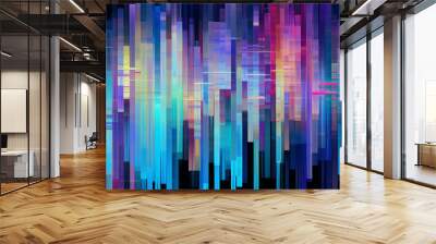 Abstract colorful background digital pixel blocks Wall mural