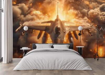 Fighter jet exploded in the air Wall mural