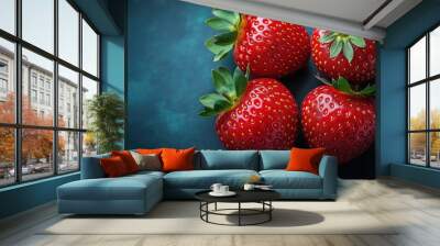 Fresh, ripe strawberries Wall mural