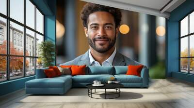 Mixed race male American executive in business casual attire Wall mural