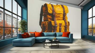 Orange Backpack Isolated on White Background Wall mural