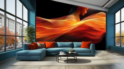 Abstract digital art of a woman's silhouette enveloped in flowing, warm, and vibrant colors. Wall mural