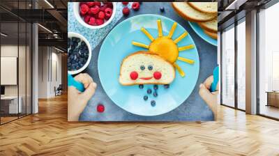 creative breakfast idea for kids - bread bun with fruit Wall mural