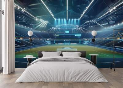 A futuristic sports stadium with AI-assisted gameplay analysis and immersive spectator experiences Wall mural