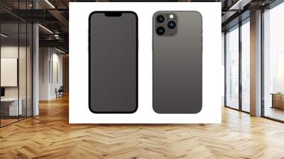 Realistic Phone with gray color. Front and back  mockup smart phone. Vector stock illustration..	 Wall mural