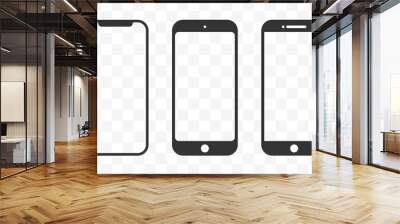 Smartphone icons, mobile phone mockup on transparent background. Wall mural