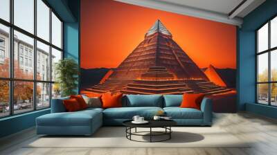 Creative and colorful pyramid on a solid color background. ai generative Wall mural