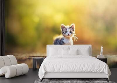 Cute little bengal kitten sitting. ai generative Wall mural