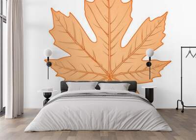 A detailed outline of a maple leaf in an orange hue Wall mural