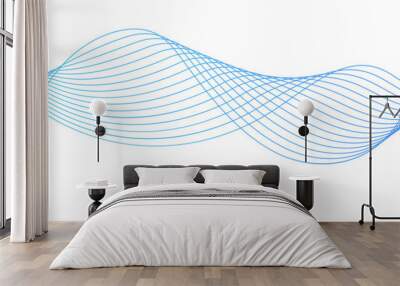 Abstract colorful modern Curved wavy lines tech futuristic Colorful glowing frequency sound wave technology. Business curve lines in transparent background.  Wall mural