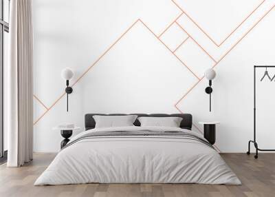 Abstract red and orange blueprint background architecture and technology bright lines. Geometric squares with digital connection of lines. White transparent material in triangle design Wall mural