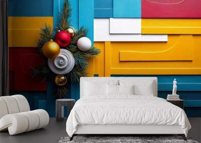 Abstract Christmas, color blocks, festive palette redefine the holiday season with bold, modern art Wall mural