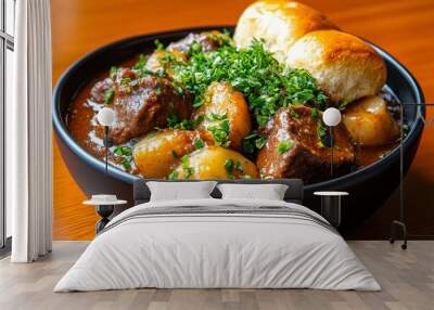 Canteen dinner, hearty stews, warm bread rolls make the end of the day satisfying and cozy Wall mural