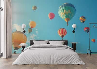 Colorful hot air balloon festival, sky filled, Wall mural