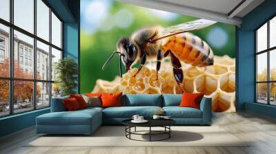 Farm product, raw honey, natural sweetness harvested directly from bees, offering pure and unprocessed honey Wall mural