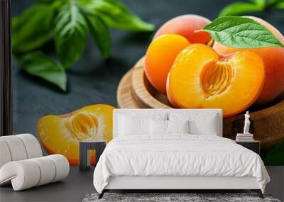 Stone fruits, sweet and tender, juicy flesh provide a delightful summer treat Wall mural