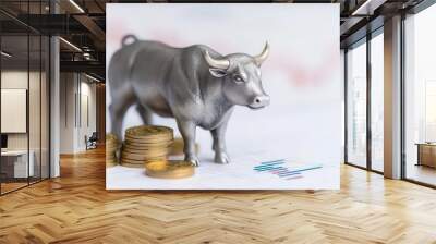 Bull market symbolizing financial growth and investment success Wall mural