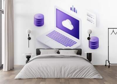 Cloud computing and data management with modern technology Wall mural