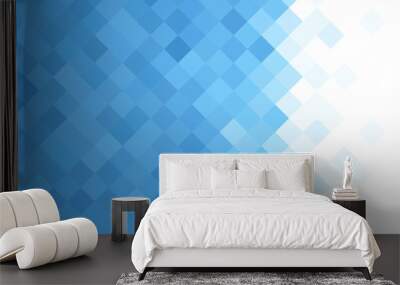 Abstract squares tile background. Blue geometric pattern. Wall mural