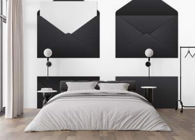 Mockup realistic black envelopes Wall mural