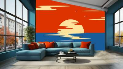 Sea sunset. Summer tropical evening. Nature landscape and seascape.  Wall mural