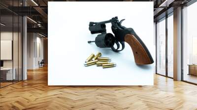 Model gun shot on white background Wall mural