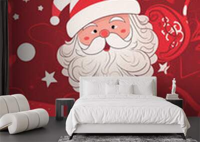 Cute cartoon santa claus face portrait Wall mural