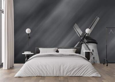 windmill in black and white Wall mural