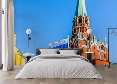 Trinity tower of Moscow Kremlin, Russian flag and the Kremlin bu Wall mural