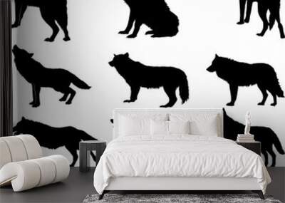 Silhouette of a wolf vector illustration isolated on white background Wall mural