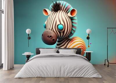 cute zebra character created using AI Generative Technology Wall mural