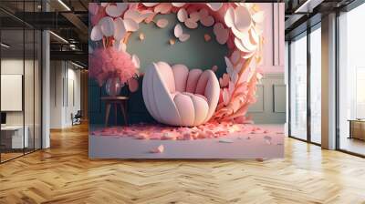 modern interior floral created using AI Generative Technology Wall mural