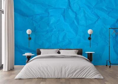 Crumpled blue paper texture. Background. Wall mural