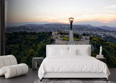 Gellert hills with Budapest view from drone Wall mural