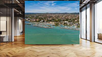 Hungary - Balatonfüred coast and harbor from drone view Wall mural