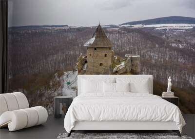 Slovakia - Somosko Castle in winter time with snowy from drone view Wall mural