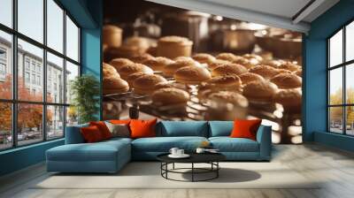 'baking background bake flour cake kitchen white cooking pin table preparation nobody dough brown egg holiday farina cookie spoon homemade utensil christmas traditional biscuit pizza bakery rolling' Wall mural