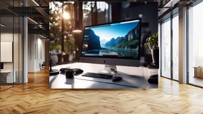 'concept office desk work close splay computer presentation studio design web cyberspace app display screen developer java script responsive theme portfolio template content development' Wall mural