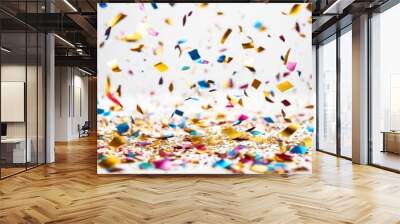 'confetti white Colorful falling background design eve holiday glistering celebration element festival carnival anniversary decoration new texture paper surprise gold event bright sparkle colours' Wall mural