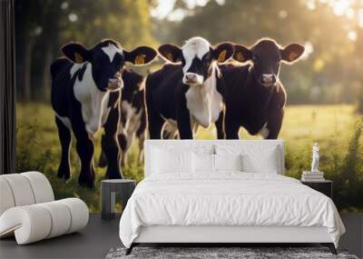 'crossbred banner line calves web calf calve farm animal cow cattle beef angus charolais mixed breed bovine agriculture farming ranch ranching panorama veterinary vet calving husbandry health white' Wall mural