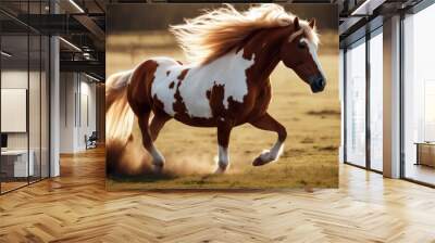 'horse blond mane red long field palomino motion green fast nature beautiful summer background equestrian animal equine farm mammal beauty meadow grass brown spring colours mare bay pasture outside' Wall mural