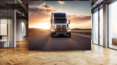 'wheeler motion highway concept blur truck tanker trucking road car transport transportation cargo vehicle red trailer semi driving industry street industrial driver lorry esel tractor' Wall mural