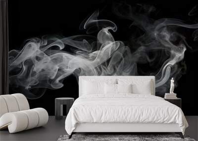 air wave mi smoke infuriated magic isolated black design black smell abstract swirl background motion White fire curve smoke light stream shape art smooth mystic background isolated effect concept Wall mural