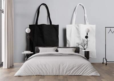 background grey mockup bags tote black white up high advertising bag blank branding buy canvas carry clean clothes consumer cotton client design eco ecology empty fabric fashion grocery Wall mural