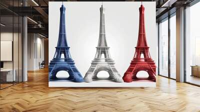 background white isolated France flag colors Towerin Eiffel Three Wall mural