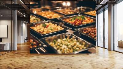 buffet style food trays cater epicure lunch banquet salad catering hotel industry vegetable decoration garnish dinner eatery anniversary appetence business celebration container delicious dining dish' Wall mural